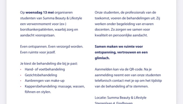 Summa Verwenmoment voor (ex-)borstkankerpatiënten 13 mei